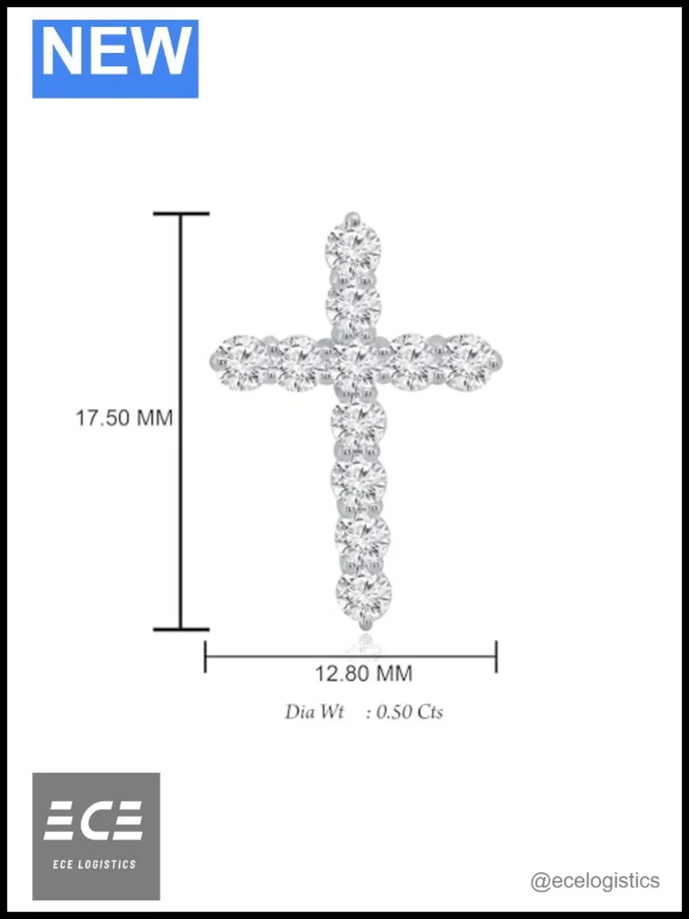 1/4 to 2 Carat Lab Grown Diamond Cross Pendant Necklace in 14k Gold Adjustable